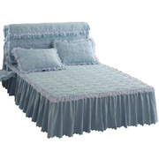 欧式夹棉加厚床裙式床罩蕾丝边纯色公主风1.8米2床上用品时尚防滑