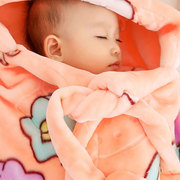 婴儿抱被初生宝宝被子冬天款外出加厚包毯子珊瑚绒包被斗篷背抱毯