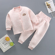 儿童保暖套装三层夹棉高腰护肚裤宝宝保暖内衣婴儿加厚衣服