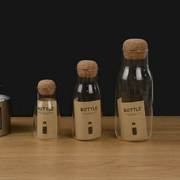日式软木塞玻璃瓶透明密封罐，储物瓶茶叶罐咖啡粉豆家用收纳储物罐