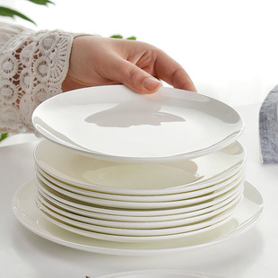 静茜唐山骨瓷餐具吐骨碟家用渣碟餐盘，易清洗(易清洗)纯白色釉下彩陶瓷盘
