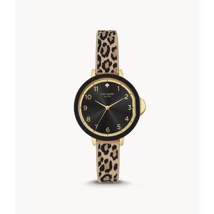 katespadenewyork手表，简约女款三指针豹纹硅胶时尚百搭手表