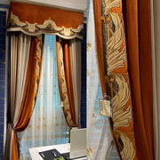 现代轻奢美式法式高档绒布绣花拼接窗帘布帘遮光成品卧室客厅三色