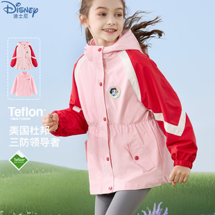 三防迪士尼女童冲锋衣款外套，春装公主防风衣三合一童装