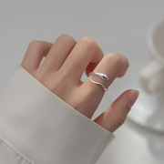 S925纯银戒指女个性蛇形小众设计简约时尚气质可调节食指环男
