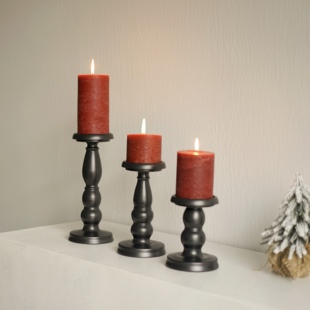 烛台美式复古黑色铁艺摆件蜡烛，极简婚庆家居创意礼物餐桌家用装饰