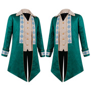 欧美男式蒸汽朋克中世纪燕尾服哥特式维多利亚时代提花外套制服