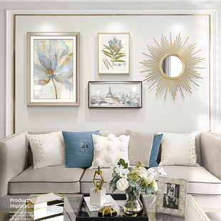 美式轻奢软装客厅装饰画现代沙发，背景墙壁画简欧油画高档组合挂画