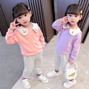 女童春装套装2022春季韩版洋气儿童卫衣运动休闲童装两件套