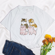 Cute Cat T shirt 超火萌翻猫咪T恤女士短袖夏季休闲百搭打底体恤