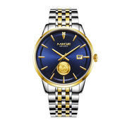 手表钢带夜光商务简约品牌，镂空瑞士防水机械手男精钢国产腕表