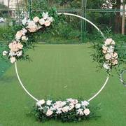 婚庆道具大型铁艺圆环拱门背景，单杆拱门花门，户外草坪婚礼花门架子