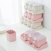 创意多格家用麦香调味盒套装厨房用品，味精放盐塑料，调料罐组合装。