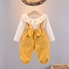 女宝宝秋装套装0-1岁婴儿，衣服潮洋气，女童打底衫婴幼儿背带裤2件套
