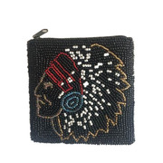 手工珠绣零钱包复古民族风串珠包包印第安人头，小钱包硬币，包小方(包小方)包