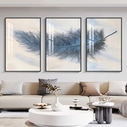 现代轻奢客厅装饰画北欧羽毛三联画抽象沙发，背景墙挂画餐厅墙壁画