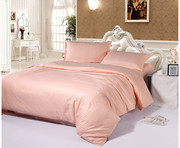 纯棉玉色缎条床单，单人双人床上用品全棉纯色被罩，套件美容床单