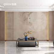 新中式轻奢客厅沙发电视背景墙壁纸素雅复古墙面茶室墙布环保壁画