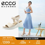 ECCO爱步凉鞋女 夏季一字带坡跟松糕凉拖鞋简约厚底鞋 柔畅272313