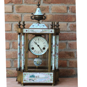 钟表仿古钟表古典机械，座钟工艺摆设，欧式白色画珐琅钟表