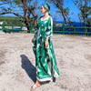 波西米亚印花沙滩长裙海边度假显瘦泰国三亚民族风大码胖mm连衣裙