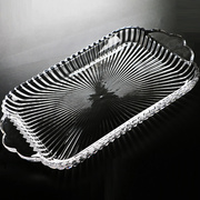 欧式水晶玻璃长方形托盘 水果盘创意刻花茶几 水杯盘瓜果盘干果盘