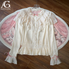 alicegirl原创款lolita小熊，玩偶墙立领，v型荷叶边拼纱长袖衬衫