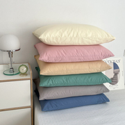 简约纯棉纯色单品枕套清新绿色枕芯套 家用常规48*74cm一对装