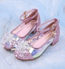 女童公主鞋高跟钢琴演出皮鞋软底单鞋粉色小女孩灰姑娘水晶鞋