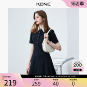 KBNE连衣裙女黑色学院风polo裙子2024夏季短袖小黑裙连身裙