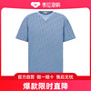DIOR/迪奥23 男士蓝色纯棉圆领罗纹带图案提花T恤