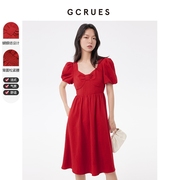 gcrues法式连衣裙2024早春女装红裙子今年流行漂亮气质高级感