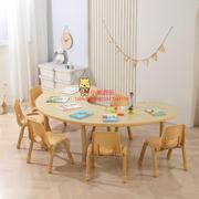 幼儿园木制可升降月亮桌梅花桌长方桌早教培训儿童学习桌椅绘画桌