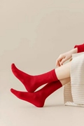 结婚红袜子棉袜男女中筒情侣，袜一对新婚中筒袜子，新娘长袜红色喜袜