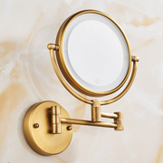 全铜仿古触屏浴室化妆美容镜免打孔壁挂折叠带灯镜子卫生间梳妆子