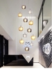 现代创意k9水晶长线灯，led简约轻奢灯笼，小吊灯别墅跃层复式楼梯灯