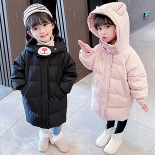 秋冬儿童羽绒棉服中长款2023韩版女童棉袄中小童，加厚洋气外套潮