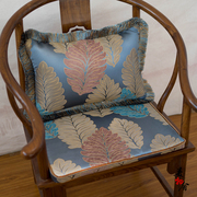 蓝色欧式树叶椅子坐垫防滑布艺欧式餐椅垫餐桌椅子垫凳子座垫