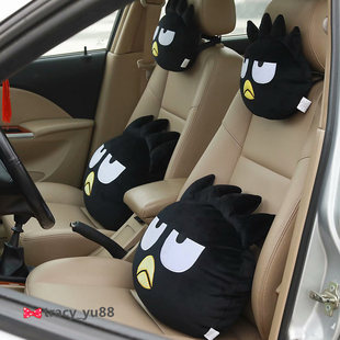 日系可爱卡通酷黑色企鹅车用，护颈枕头枕护肩，靠枕腰靠车饰用品