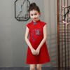 儿童旗袍春夏小女孩红色连衣裙，洋气女童中国风公主改良薄款演出服