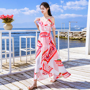 2019夏季超仙雪纺吊带连衣裙长裙显瘦海南三亚沙滩裙海边度假
