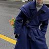 韩国版男装东大门秋冬学生可拆卸斗篷长款呢料大衣外套