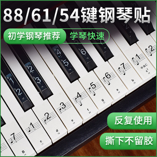 钢琴键盘贴纸88键透明61键54键，儿童成人电子琴五线谱简谱按键贴