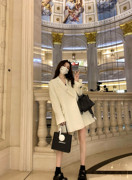 YUYUREAL-高级感宽松气质白色小西装外套女春季韩版休闲上衣