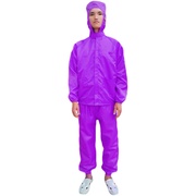 无尘服紫色连身n连帽两件式大褂洁净衣防静电服上衣电子厂工