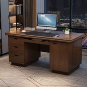 定制员工办公桌简约现代职员台式电脑桌实木皮双人面对面桌子家用