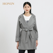 HONRN/红人春季女装条纹中长款风衣商场同款HF11OF564