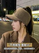 帽子女款秋冬季2022韩版时尚潮棒球鸭舌帽空顶保暖针织毛线帽