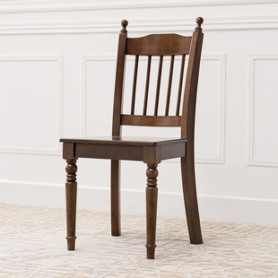 美式餐椅实木椅休闲书房，椅子新古典(新古典)餐椅，餐桌组合家用靠背椅子