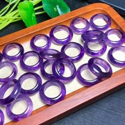 紫水晶戒指戒圈跑环手工手持手串diy配件，纯天然紫水晶指环
